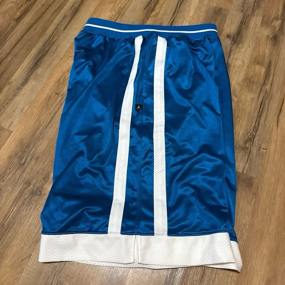 2005 Air Jordan Shiny Silky Dazzle Basketball Dri-Fit Blue White Shorts